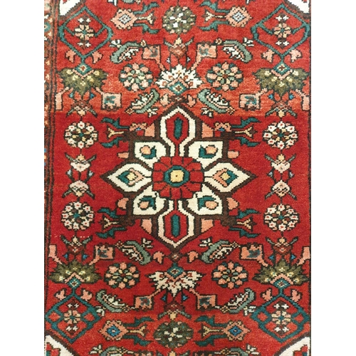 5 - Red Ground Handwoven Persian Hamadan Village Rug, L:160 x W:110cm