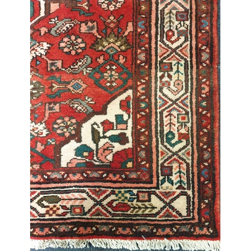 5 - Red Ground Handwoven Persian Hamadan Village Rug, L:160 x W:110cm