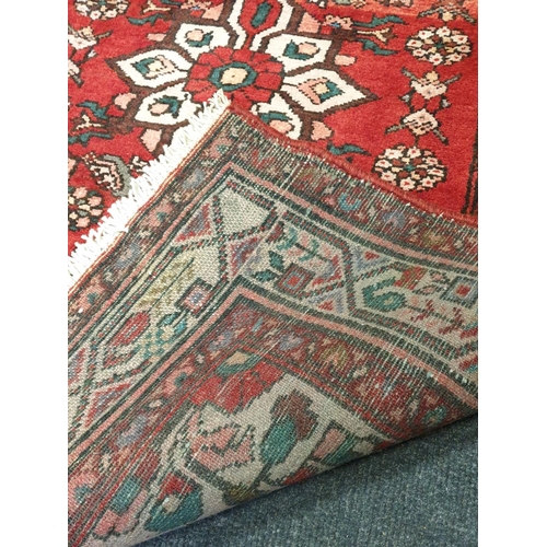 5 - Red Ground Handwoven Persian Hamadan Village Rug, L:160 x W:110cm