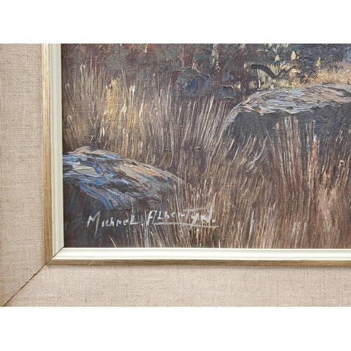 16 - Gilt Framed Oil on Canvas - Mountain Range. Signed Michael Albertyn. H:85cm x W:115cm