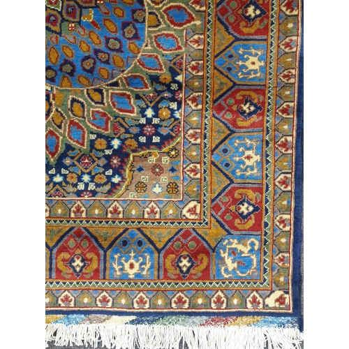 55 - Fine Handwoven Full Worsted Wool Pile Afghan Double-Knot Carpet with Unique Medallion Design, L:200 ... 