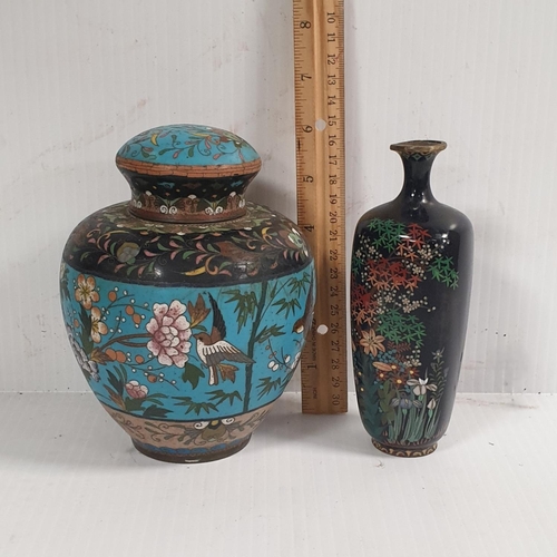 134 - Two 19th Century Japanese Cloisonné Vases (Some damage)