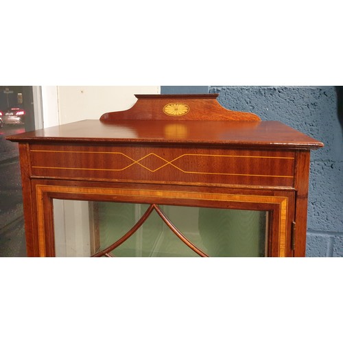 2 - Edwardian Inlaid Display Cabinet, H: 166cm x W: 60cm x D: 32cm