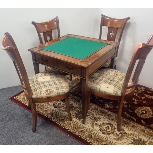 120 - Double Sided Games Table complete with 4x Matching Chairs, 75.5cm x 76cm