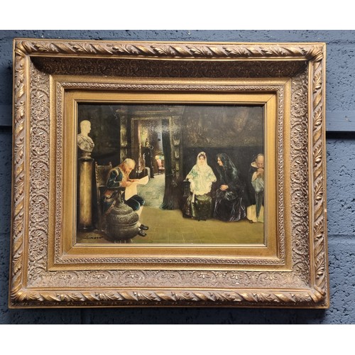 17 - Heavy Gilt Framed Picture on board H: 55cm x W: 66cm