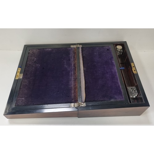 51 - Inlaid Writing Box, W: 38cm x D: 27cm x H: 14cm closed