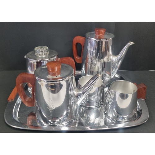 122 - SONA Stratford - Upon-Avon 5 Piece Mid Century Tea and Coffee Set on Tray H: 20cm Tray - 42cm x 32cm