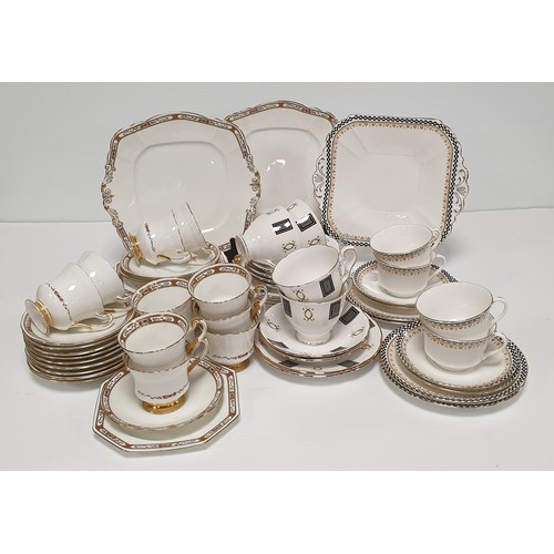 118 - Three Part Tea Sets including Paragon, Shelley and Hostess Tableware. 64pcs Total