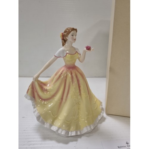 48 - Boxed Royal Doulton Pretty Ladies - Deborah H: 17cm Boxed Yellow Dress