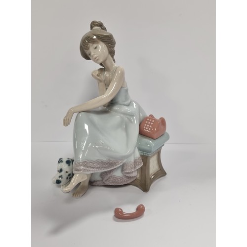 37 - Lladro Figure - Girl Seated on Phone 