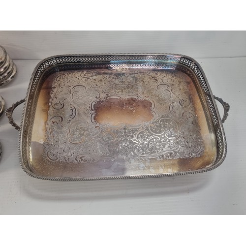 103 - EPNS Tray (w: 41cm x W: 31cm) and 12 EPNS and Glass Coasters