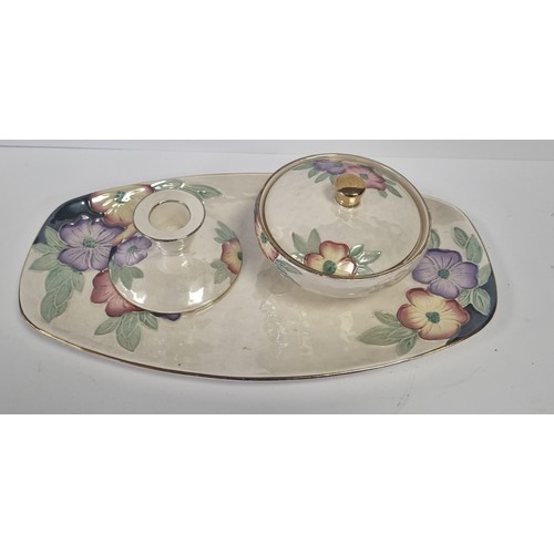 130 - Maling Three Piece Dressing Table Set (dish -L: 30cm x w: 17cm)