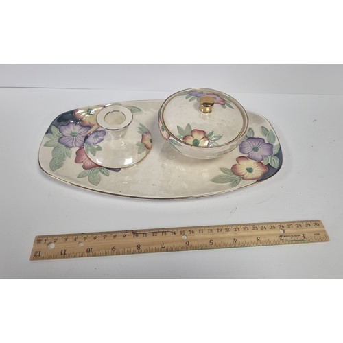 130 - Maling Three Piece Dressing Table Set (dish -L: 30cm x w: 17cm)