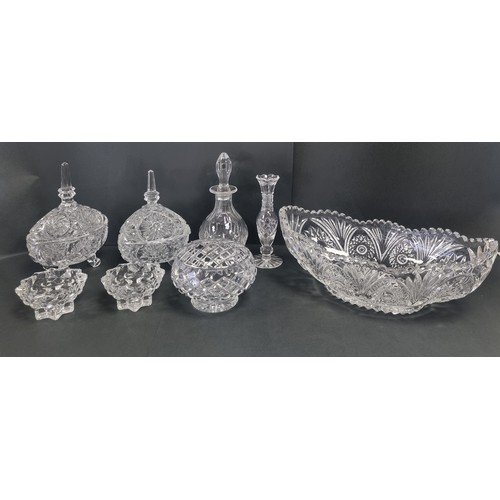 141 - Collection of Cut Glass including Bowl, Jars etc.