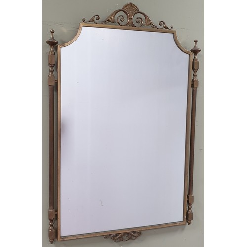 848 - Brass Framed Wall Mirror, H: 87cm x W: 57cm