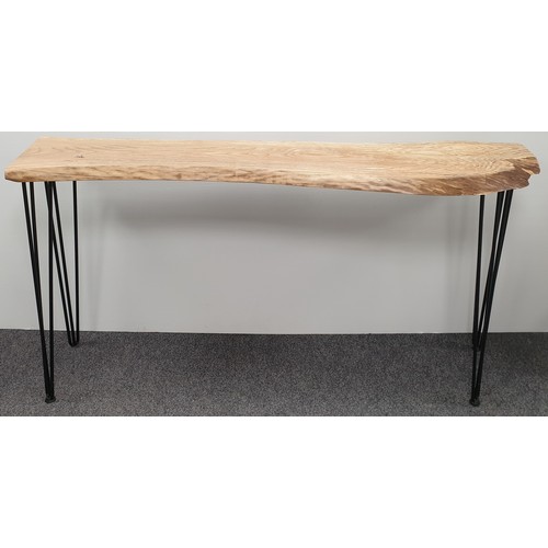 850 - Timber Console Hall Table on Metal Legs, H: 75cm x W: 144cm x D: 40cm