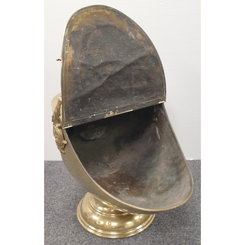 855 - Brass Victorian Coal Scuttle, H: 50cm x W: 50cm x D: 34cm