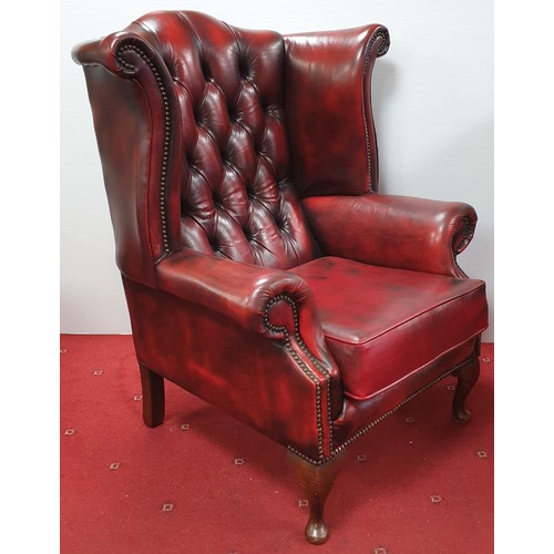 861 - Pair of Oxblood Chesterfield Leather Armchairs