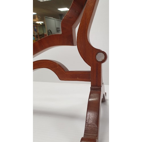 862 - Mahogany Inlaid Dressing Table Mirror, H: 45cm x W: 52cm  x D: 25cm