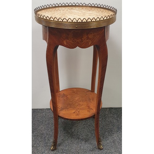 866 - Circular Kingswood French Style Inlaid Occasional Table, H: 60cm x Diameter 32cm