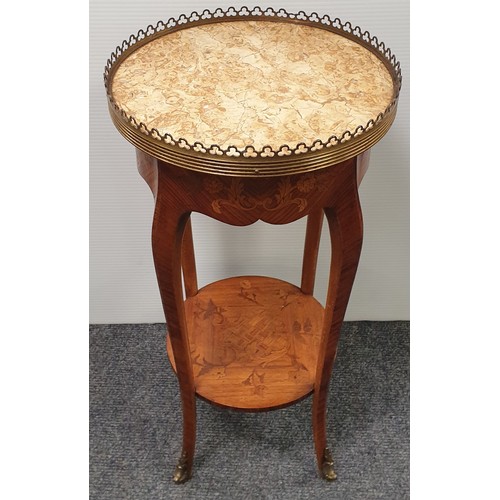 866 - Circular Kingswood French Style Inlaid Occasional Table, H: 60cm x Diameter 32cm