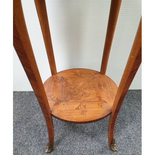 866 - Circular Kingswood French Style Inlaid Occasional Table, H: 60cm x Diameter 32cm