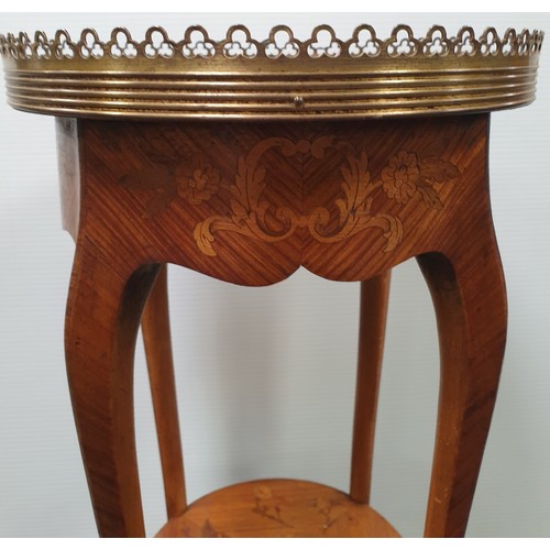 866 - Circular Kingswood French Style Inlaid Occasional Table, H: 60cm x Diameter 32cm