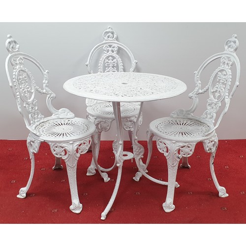 872 - Cast Alloy White Garden Table and 4 Chairs