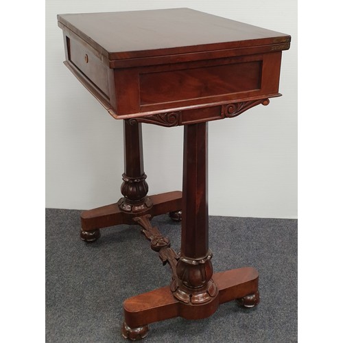 873 - Regency Mahogany Fold Over Games Table, H: 77cm x W: 62cm (closed) x D: 41cm - Open 82cm