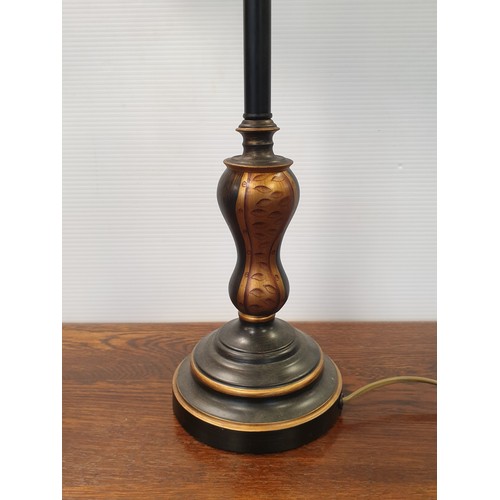 15 - Black & Gold Painted Table Lamp, Height 70cm