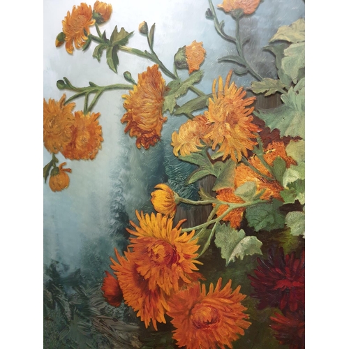 22 - Double Sided Hand-Painted Glass Fire Screen, H:90 x W:60 x D:36cm