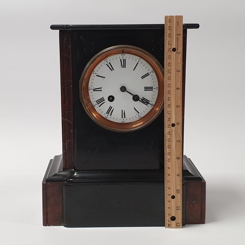 53 - Marble Mantle Clock, H:30 x W:25 x D:15cm