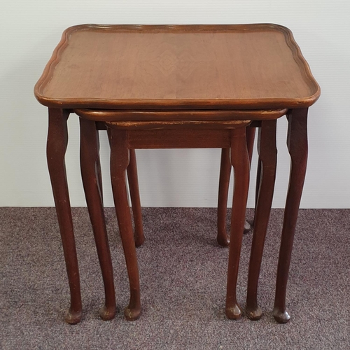 69 - Nest of three Walnut Tables, H:53 x W:48 x D:38cm