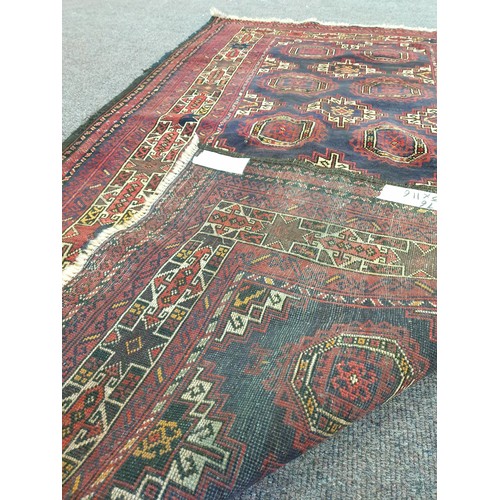 59 - Blue-Ground Handwoven Persian Baluch Nomadic Rug with Bespoke Bokhara Design, 118cm x 204cm