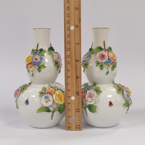 50 - Pair of Porcelain Floral Vases, H: 16.5cm