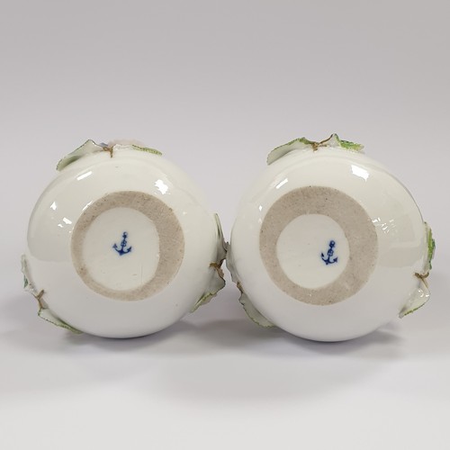 50 - Pair of Porcelain Floral Vases, H: 16.5cm