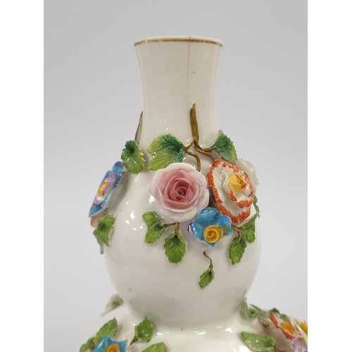 50 - Pair of Porcelain Floral Vases, H: 16.5cm