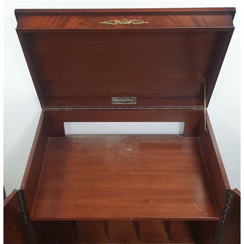 160 - Leather-Top Media Cabinet, H:82 x W:73 x D:49cm