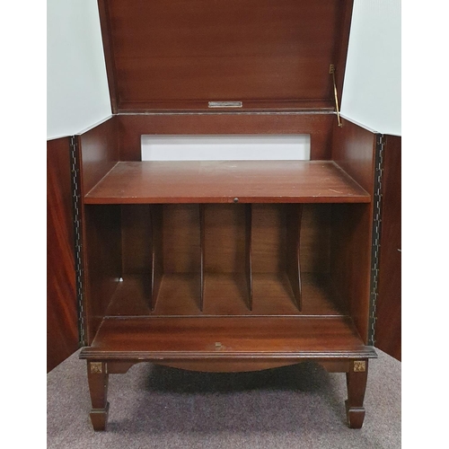 160 - Leather-Top Media Cabinet, H:82 x W:73 x D:49cm