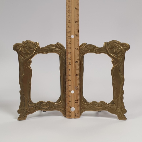 191 - Pair of Brass Art Nouveau Photo Frames, H:14 x W:10cm