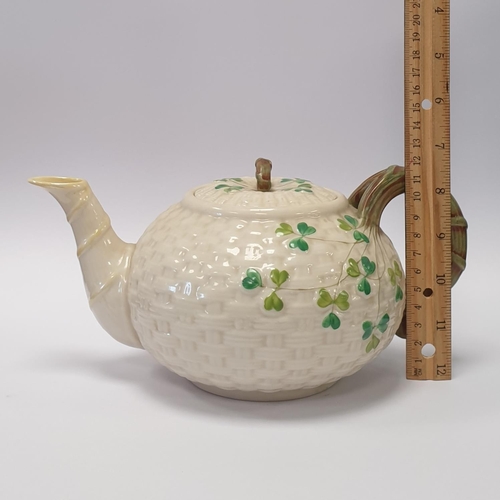 193 - Second Period Belleek Teapot with Shamrock Decoration