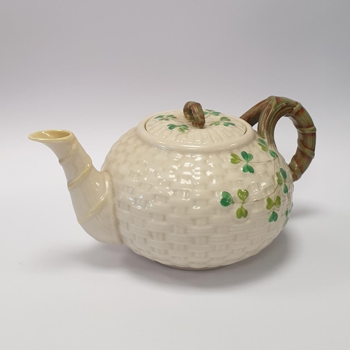 193 - Second Period Belleek Teapot with Shamrock Decoration