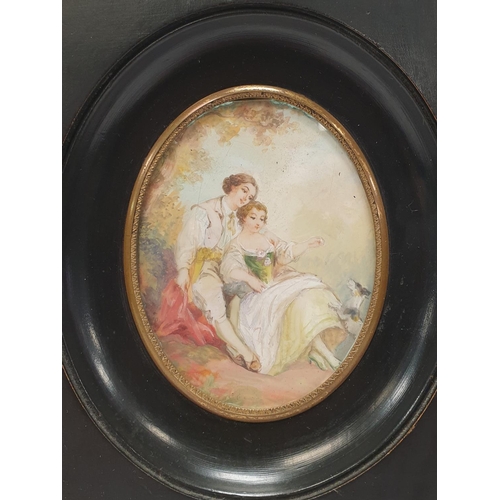 194 - Pair of Framed Miniatures, H:15 x W:13cm