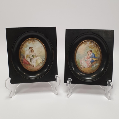 194 - Pair of Framed Miniatures, H:15 x W:13cm