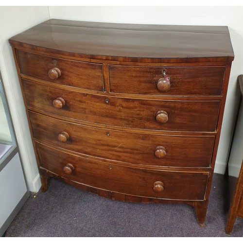 127 - Bow Fronted Mahogany 2 over 3 Chest of Drawers