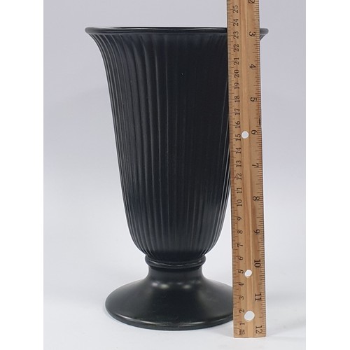 129 - Black Wedgwood Footed Vase H: 24cm