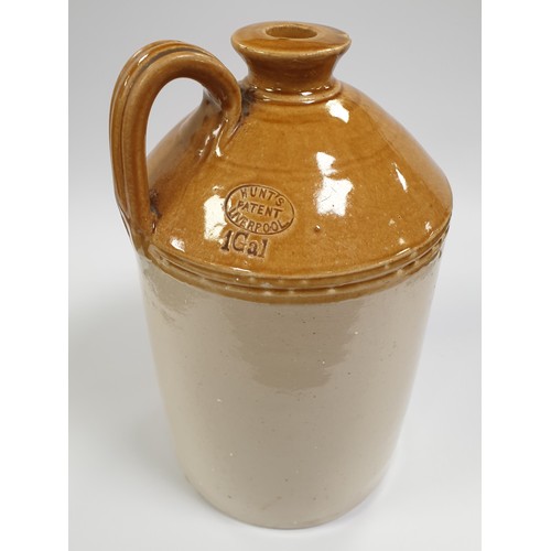 238 - Stoneware 1 Gallon Whiskey Flagon (Height 30cm) and Two Crock Jars (20x15cm / 18x13cm)