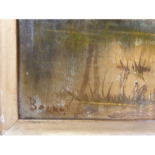 233 - Pair of Gilt Framed Oil on Canvas, Sunrise and Sunset, H:72 x W:62cm