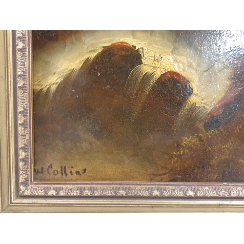 241 - Antique Gilt Framed Oil on Canvas Bridge Scene 47cm x 52cm