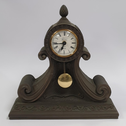 324 - Genesis Mantle Clock (H:35 x W:33 x D:11cm) and Pair of Pillar Candle Holders